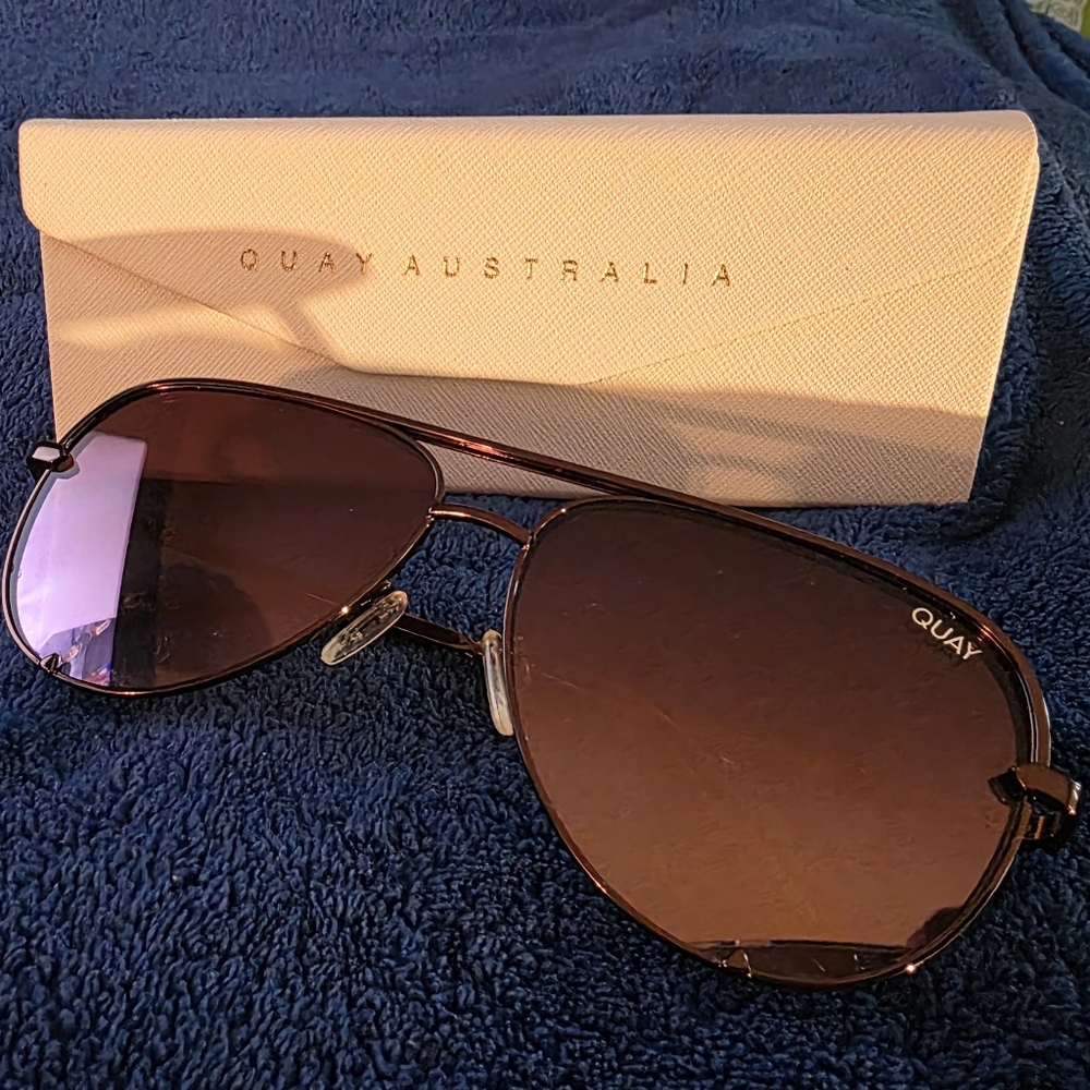 Quay Australia Dark Brown Aviator Sunglasses